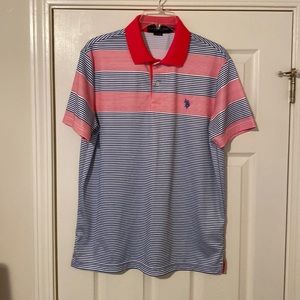 US Polo Assn. Men’s Golf Shirt Red, White and Blue ~ Medium